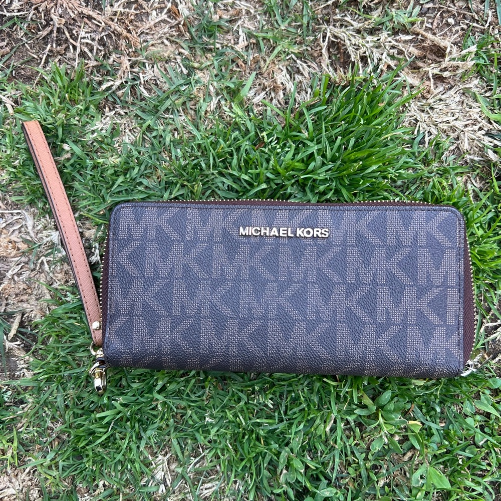 Michael Kors Dark Brown Monogram Wristlet